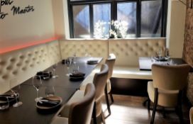 1 x Corner Seating Bench Upholstered in Beige Studded Back Leather Upholstery - Dimensions: 290 x