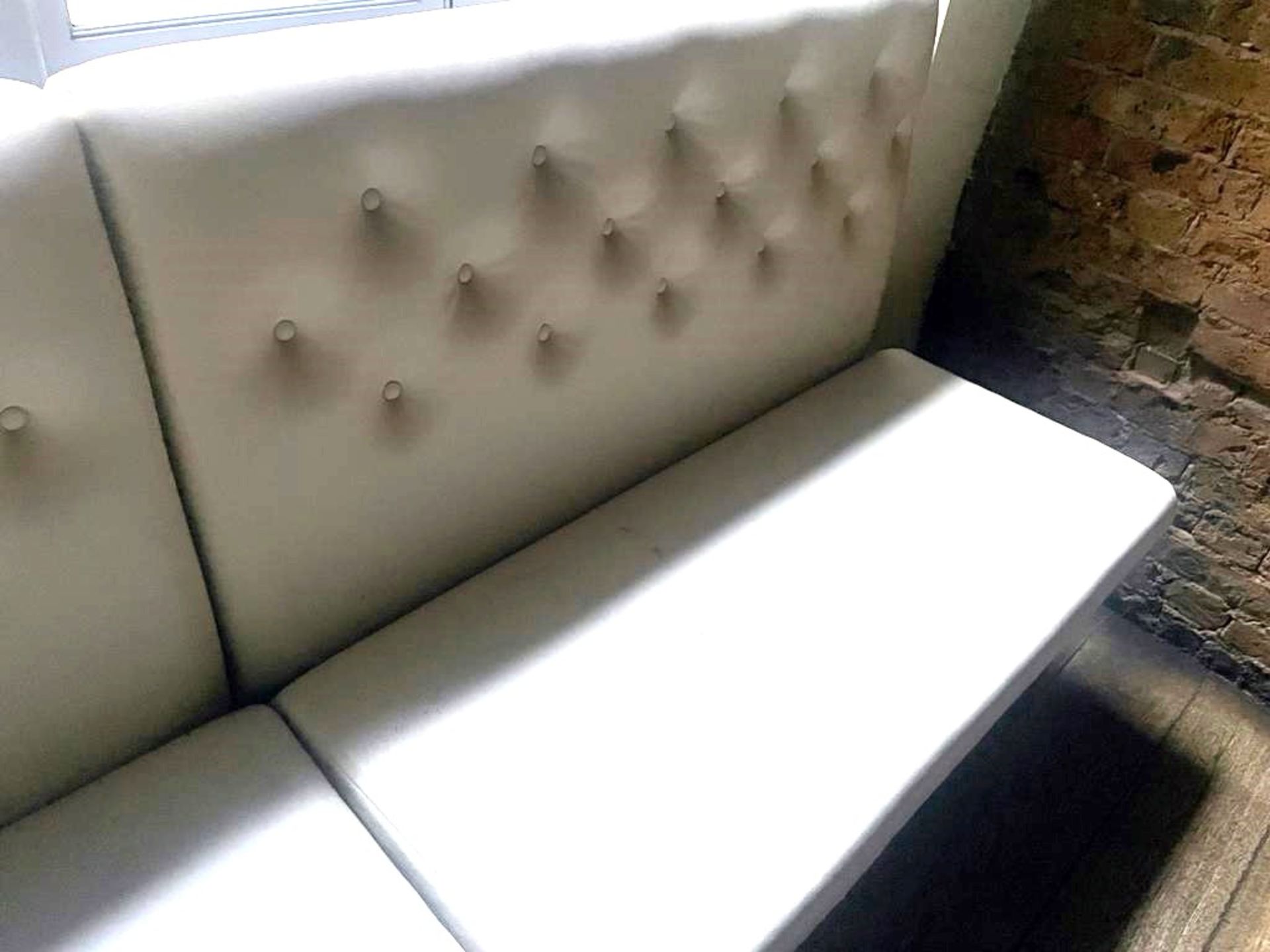 1 x Corner Seating Bench Upholstered in Beige Studded Back Leather Upholstery - Dimensions: 290 x - Image 2 of 10