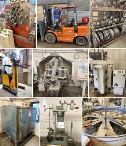 Contents of a Spring Manufacturing Company - Features Forklift Trucks, Spring Making Machinery, Wire Cutters, Coilers, Lathes, Milling Machines