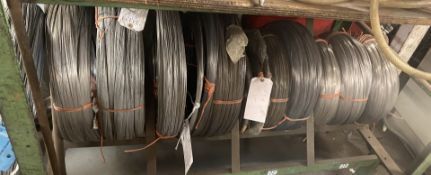 Approx 13 x Bundles of Various Metal Wire Plus Storage Rack