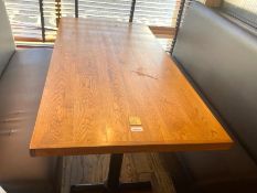 4 x Rectangular Restaurant Dining Tables Featuring Cast Iron Bases and Light Wooden Tops -