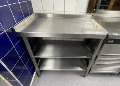 1 x Stainless Steel Corner Prep Bench With Undershelves - Ref: PAV129
