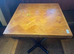 1 x Restaurant Dining Table With Parquet Wooden Tops and Cast Iron Base - Ref: PAV123