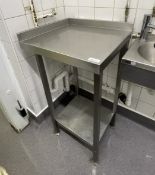 1 x Stainless Steel Corner Prep Bench With Undershelf - Dimensions: H90 x W50 x D55 cms - Ref: