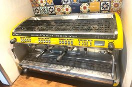 1 x La Cimbali M39 Dosatron 3 Group Espresso Cappuccino Automatic Coffee Machine - Yellow and Chrome