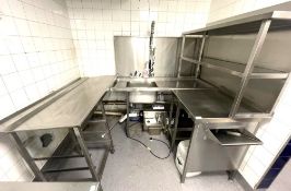 1 x Corner Inlet and Outlet Tables For Passthrough Dishwashers - Features Wash Basin, With Upstand