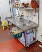 1 x Stainless Steel Rectangular Prep Bench With Hand Wash Basin