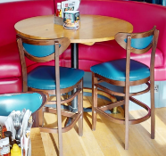 1 x Round Restaurant Dining Table With Solid Oak Top and Cast Iron Base