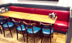 1 x Long Seating Bench Featuring a Contemporary Red Faux Leather Upholstery