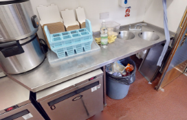 1 x Rectangle Prep Bench With Two Handwash
