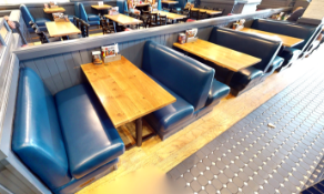 1 x Collection of Restaurant Seating Benches - Double Seat Benches in Blue Faux Leather