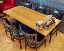 2 x Rectangular Restaurant Dining Tables With Solid Oak Top and Cast Iron Base