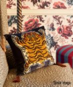 1 x HOUSE OF HACKNEY Saber Medium Velvet Tassle Cushion Noir - 45X45Cm - RRP £158 - Ref: 6944108/