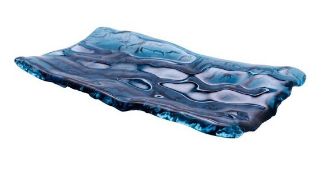 6 x Pordamsa Craft Glass Dinner Trays in Blue - Handcrafted Unique Dinnerware - RRP £240 - 28 x 15