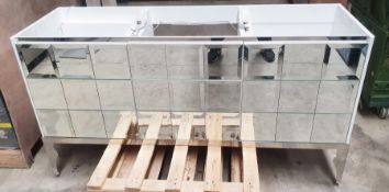 1 x GODI High-end Freestanding Mirrored 2-Door Bathroom Vanity Unit, In White - Ex-Showroom