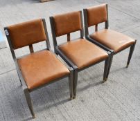 3 x Leather Upholstered Luxury Dining Chairs - Ref: HOC130 WH2 - CL987 - Location: Altrincham WA14 -