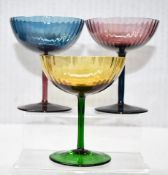 3 x LA DOUBLEJ / SALVIATI ' Rainbow' Luxury Hand-blown Champagne Coupes - Total Value £525.00
