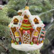 1 x IMPULS Hand Painted Gingerbread House Christmas Tree Ornament - New/Boxed - RRP £35 - Ref: /