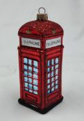 1 x IMPULS Hand Painted Gingerbread Red Telephone Box Christmas Tree Ornament - New/Boxed - RRP £