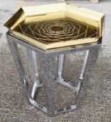 1 x Contemporary Designer Metal Table Featuring a Removable Tray Top with Geometric Rose Design,