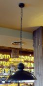 4 x Industrial Style Black Ceiling Pendant Dome Lights - Black Finish With Coloured Inner - Long