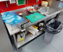 1 x Stainless Steel Prep Bench With Large Sink Bowl, Mixer Taps and Undershelf