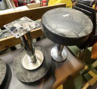 6 x Floor Mounted Stools Featuring Round Seats and Chrome Bases - Height 53 cms