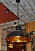 4 x Industrial Style Black Ceiling Pendant Dome Lights - Black Finish With Coloured Inner - Short