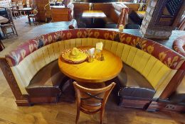 1 x Restaurant C Shape Seating Booth - Features Brown Faux Leather Seat Pads and Yellow Ribbed