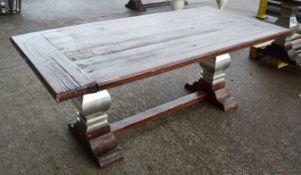 1 x Commercial 2-Metre Rustic Timber Banquet Dining Table - Recently Removed From A World-renowned