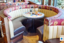 1 x Restaurant C Shape Seating Booth - Features Brown Faux Leather Seat Pads and Yellow Ribbed