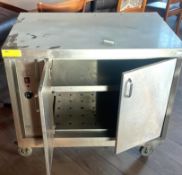 1 x Stainless Steel Two Door Food Warming Cabinet on Castors