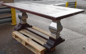 1 x Commercial 2-Metre Rustic Timber Banquet Dining Table - Recently Removed From A World-renowned