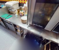 1 x Stainless Steel Prep Bench Featuring Central Shelves and Space For Two Undercounter Appliances