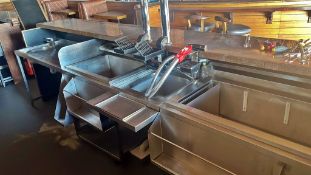 4 x Large Stainless Steel Backbar Units Including an Icewell With Speed Rail and Handwash Basin,