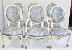 Set of 6 x ANGELO CAPPELLINI 'Timeless' Baroque-style Carved Dining Chairs, Floral Upholstered