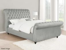1 x VISPRING 'Highgrove' Luxury Upholstered Buttoned European Kingsize Sleigh Bed Frame