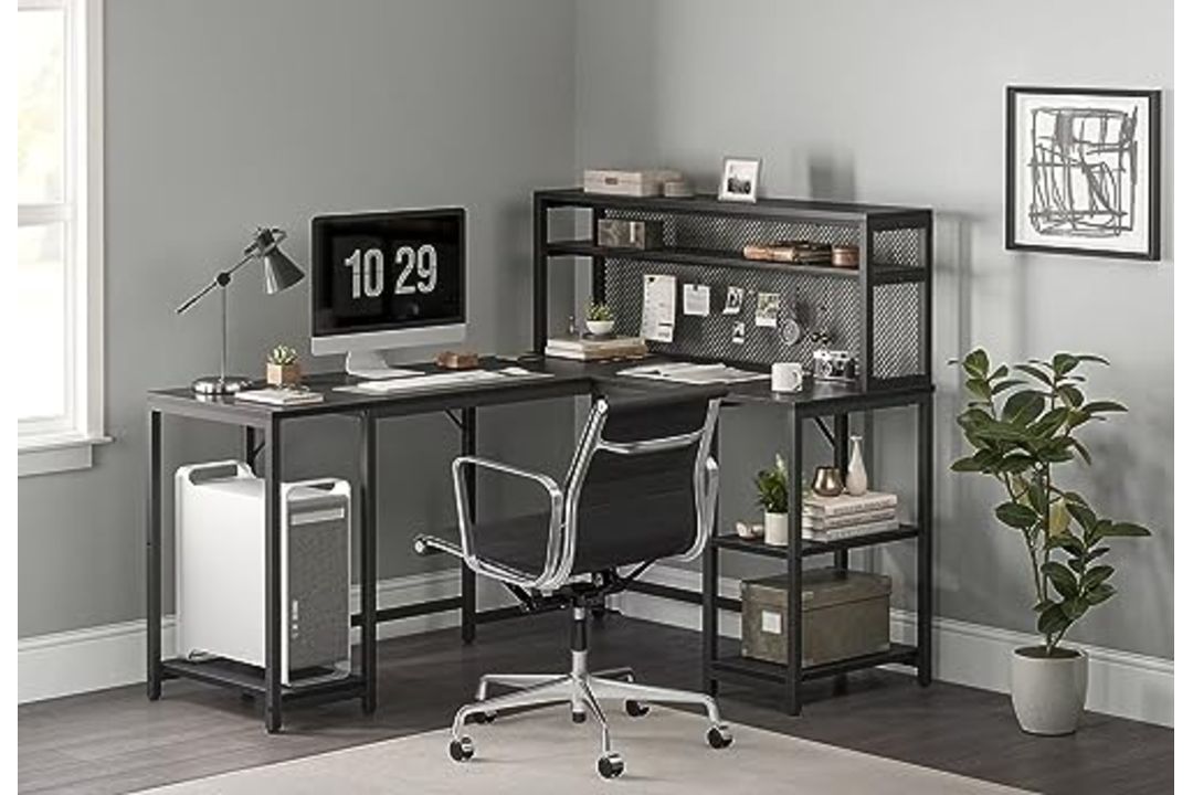 RRP £160.79 CubiCubi L Shaped Desk with Hutch - Image 1 of 2