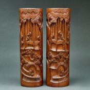 Paar große Pinselhalter, China, Qing-Dynastie, um 1900
