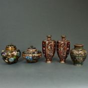Fünf Teile Cloisonné, Japan, Meiji, um 1900