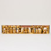 Figürliches Holzpaneel, China, um 1900