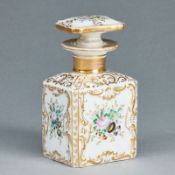 Rechteckige Teedose mit Blumenbuketts in Kartuschen. Carl Krister Porzellanfabrik, Waldenburg um 188