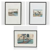 Utagawa Hiroshige (1797-1858), 3 Farbholzschnitte