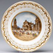 Ansichtenteller: Suppenteller Kurland - Der Gendarmen-Markt in Berlin. KPM Berlin 1962-1992.