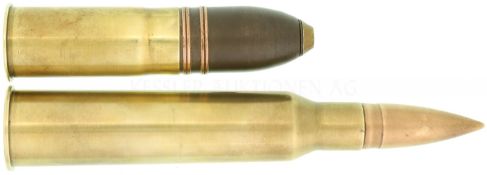 Konvolut von 2 inerten Patronen zu Hotchkiss.Kanonen, Kal. 37mm / 25mm
