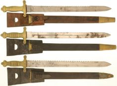 Konvolut von 3 Faschinenmessern 1852