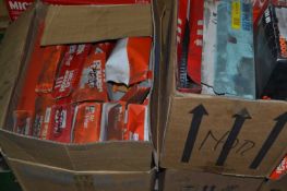 Three boxes of various air filters to include brands such as Powertrain, Fram etc