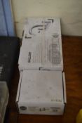 Two boxed, as new taps to include a deck kitchen mixer tap and a commercial Lever basin, pair of