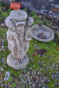 Decorative composite bird bath, height approx 80 cm, width approx 40cm