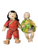 A pair of small Oriental dolls. - Armand Marseille bisque head doll , marked to back of head 341./